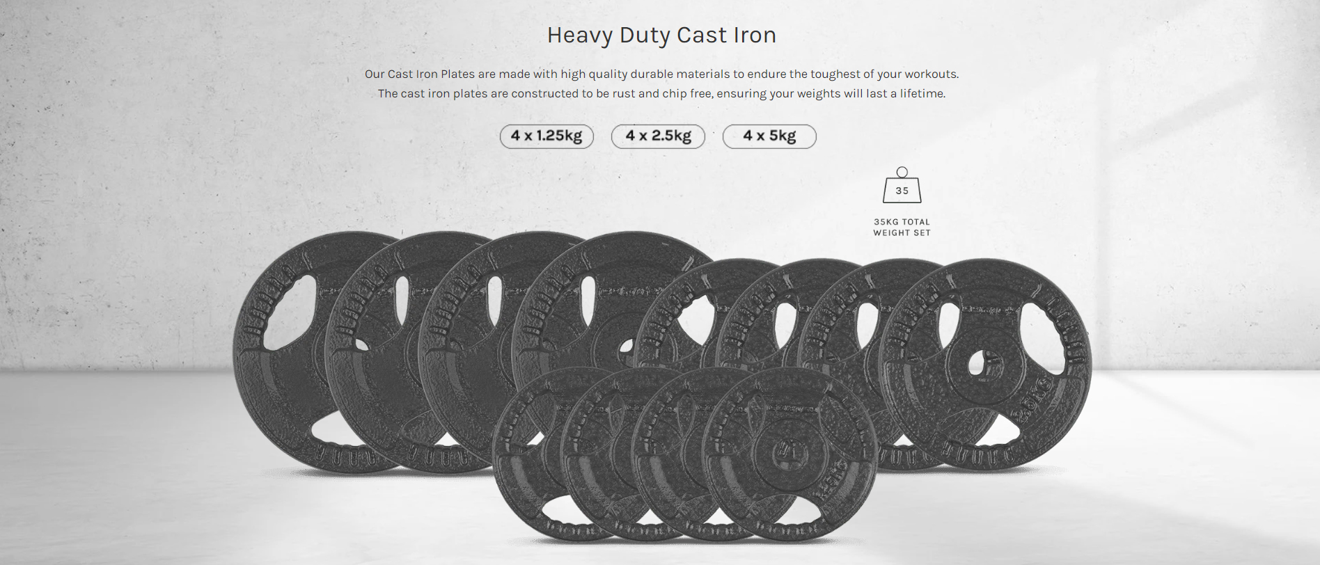 35kg Cast Iron Weight Plate Set